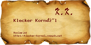 Klecker Kornél névjegykártya