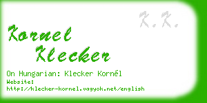 kornel klecker business card